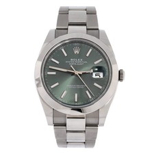 Rolex Oyster Perpetual Datejust Mint Green Automatic Watch Stainless Steel 41