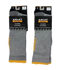 2 Pairs Ariat Work Tek Series Boot Socks Gray Yellow Mens Size XL 12-14.5