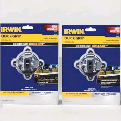 Set of 2 Irwin Tools QUICK-GRIP Hold Down Jig Convert Bar Clamps to Table Clamp