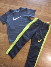 Nike Boys Dri-FIT Set T-Shirt  Pants Gray Yellow Black 4T 4XS