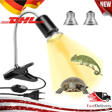 25W 50W W&auml;rmelampe Set f&uuml;r Reptilien inkl UVA UVB Birnen und stabiler Klemme