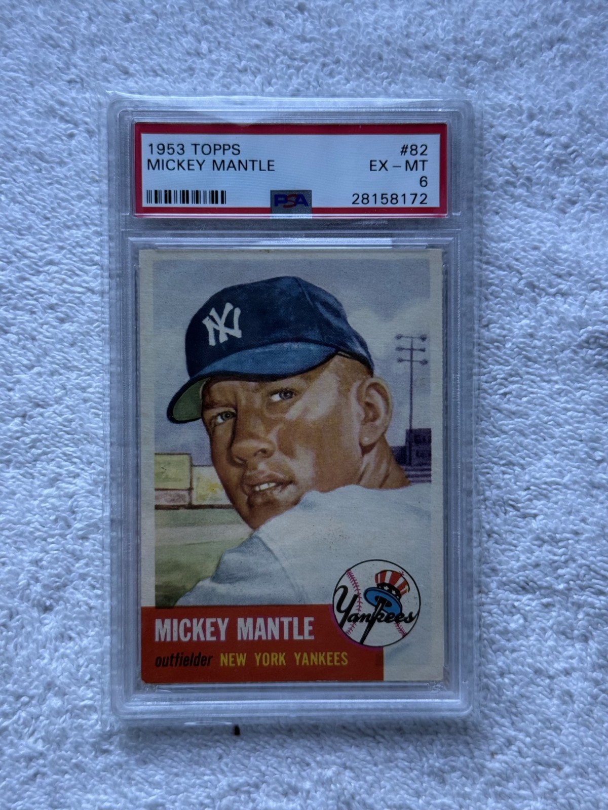 1953 Mickey Mantle Topps Set-Break # 82  PSA 6 EX-MT Center Great Look