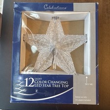 Celebrations 12-Light Color Changing LED Star Tree Topper Clear UL