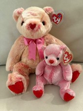 Matching set of TY Valentines Day Beanie Buddy  Beanie Baby Romance the Bear