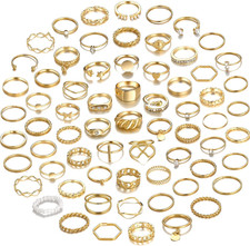 68 Pcs Gold Knuckle Rings Set for Women, Stackable Boho Joint Finger Midi Rings