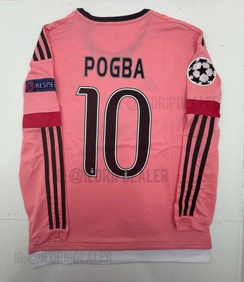 ユベントス ポグバ #10 長袖 ユニフォーム ピンク  2015/16 Juventus Pink Away Retro Jersey Long Sleeve Pogba #10
