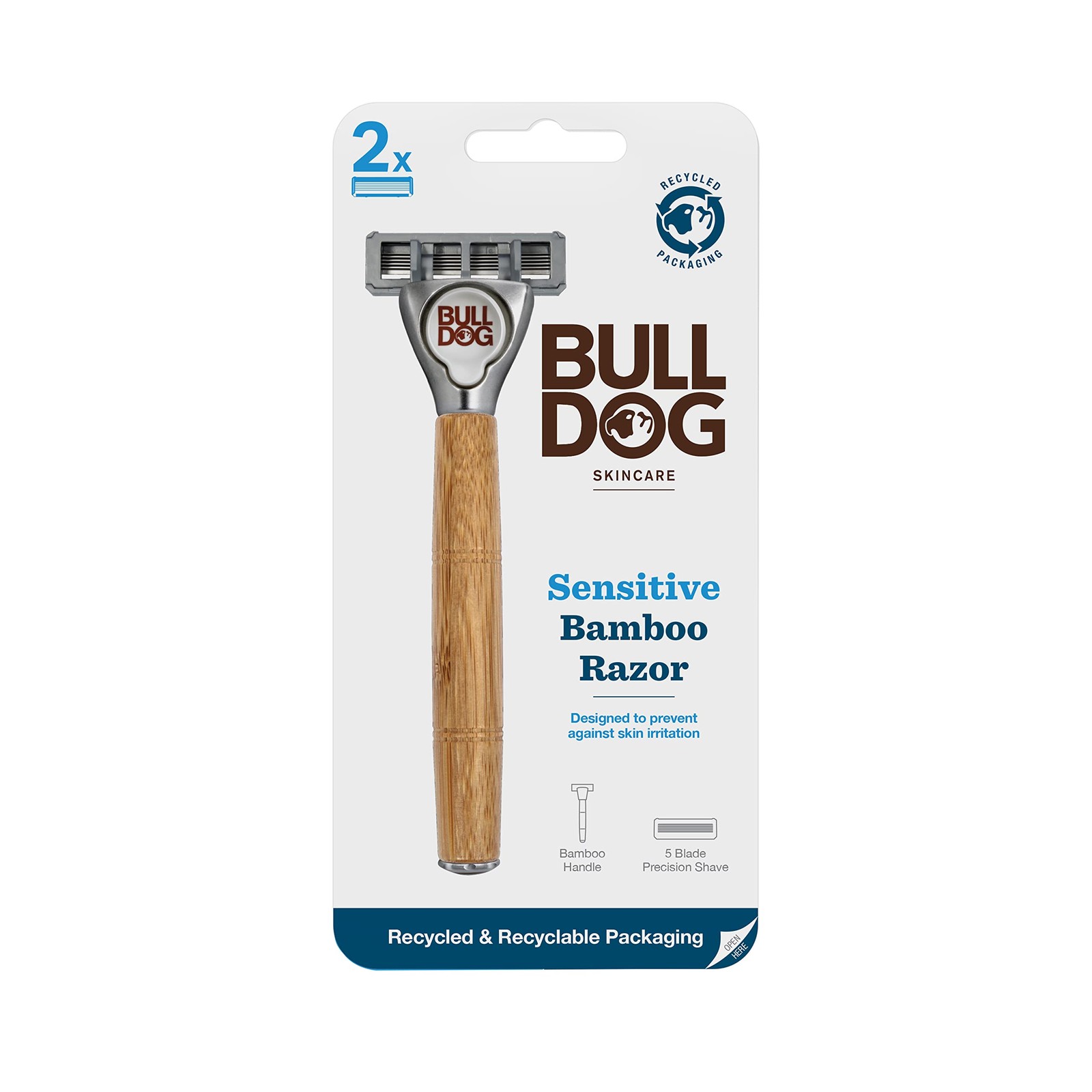 BULLDOG SKINCARE - Sensitive Bamboo Razor Smooth 1 count (Pack of 1)| Brown