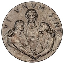 Vatican Médaille Jubilé Année Sainte 1975 Basilique Saint-Pierre bronze argenté