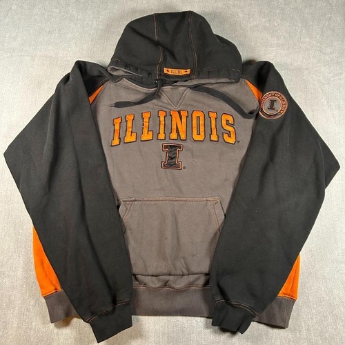 Colosseum Athletics University of Illinois Fighting Illini Hoodie Grey Black 2XL