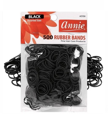 Annie 500pc Hair Ties, Rubber Bands Black Assorted Sizes for  display picture 1