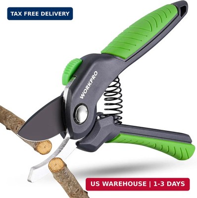 WORKPRO 8.5'' Bypass Pruning Shear, Heavy Duty Garden Scissors & Clippers with La