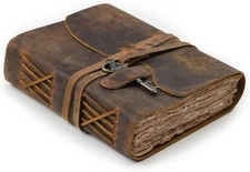 LEATHER VILLAGE Vintage Leather Journal – 200 Handmade Vintage Deckle Edge Pap