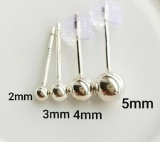 925 Sterling Silver Ball Stud Earrings For Women Men 2mm,3mm, 4mm, 5mm Unisex