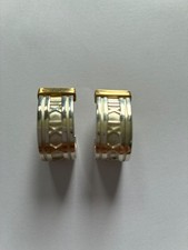 Tiffany & Co Atlas Earrings 925/750 Silver Gold Hoop Excellent Condition