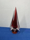 Vintage Murano Italy Art Glass Christmas Tree Red 8.5" Original Label