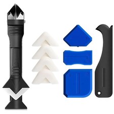 3 in 1 Silicone Caulking Tool Kit-Caulk Remover Tool with 4 Angle Scrapers,Grout