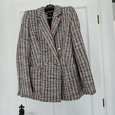 Next Women's Tweed Blazer/Jacket Double Breasted Button Fastening Back Vent 12