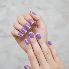 THE MIMO Press-On Nails Square – Lavender with White French Tip, 24pcs Reusable