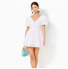 Lilly Pulitzer Axelle Tropical Leaf Eyelet All Cotton Romper Size 6 NWT 238