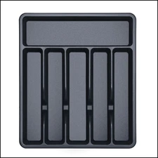 Silverware Drawer Organizer 6-Compartment Cutlery Tray for Knives & Forks