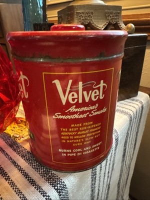 Vintage Velvet Pipe & Cigarette Tobacco Tin Canister Red Liggett & Myers 6