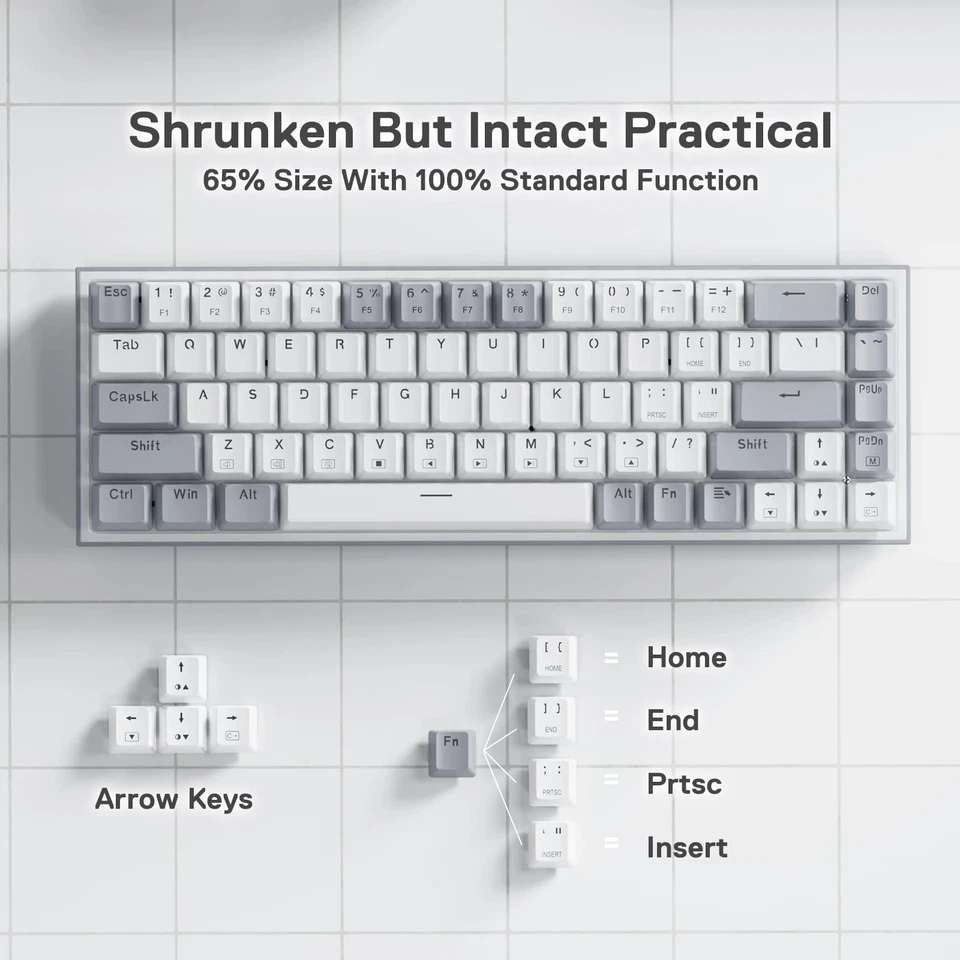 65% Wired RGB Gaming Keyboard, 68 Keys, Hot-Swap, Quiet Red Switch, Arrow Keys - Image 4 of 4