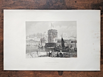 Chester Cathedral, from the Water Tower - Antique Print - 1842 (Seller Ref V2)
