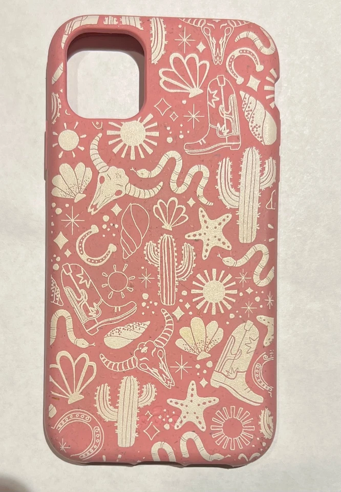 Funda Pela iPhone 11 - Diseño Occidental Rosa Coral | Teléfono Compostable Ecológico Foto 2 de 4