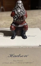 1998 HUDSON CREEK PEWTER Painted Figurine ANNUAL SANTA Villagers #HC8483 NOS