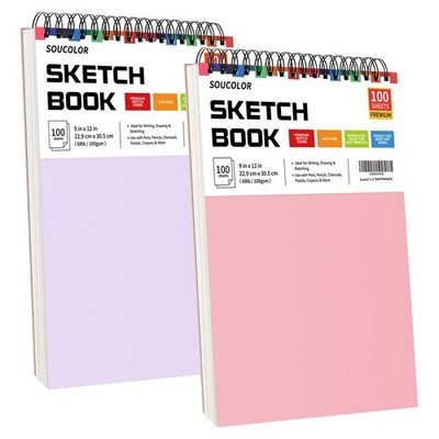 Soucolor 9''x12'' Sketch Book 2Pack Bithday Art Supplies, Creative Gift Set for...