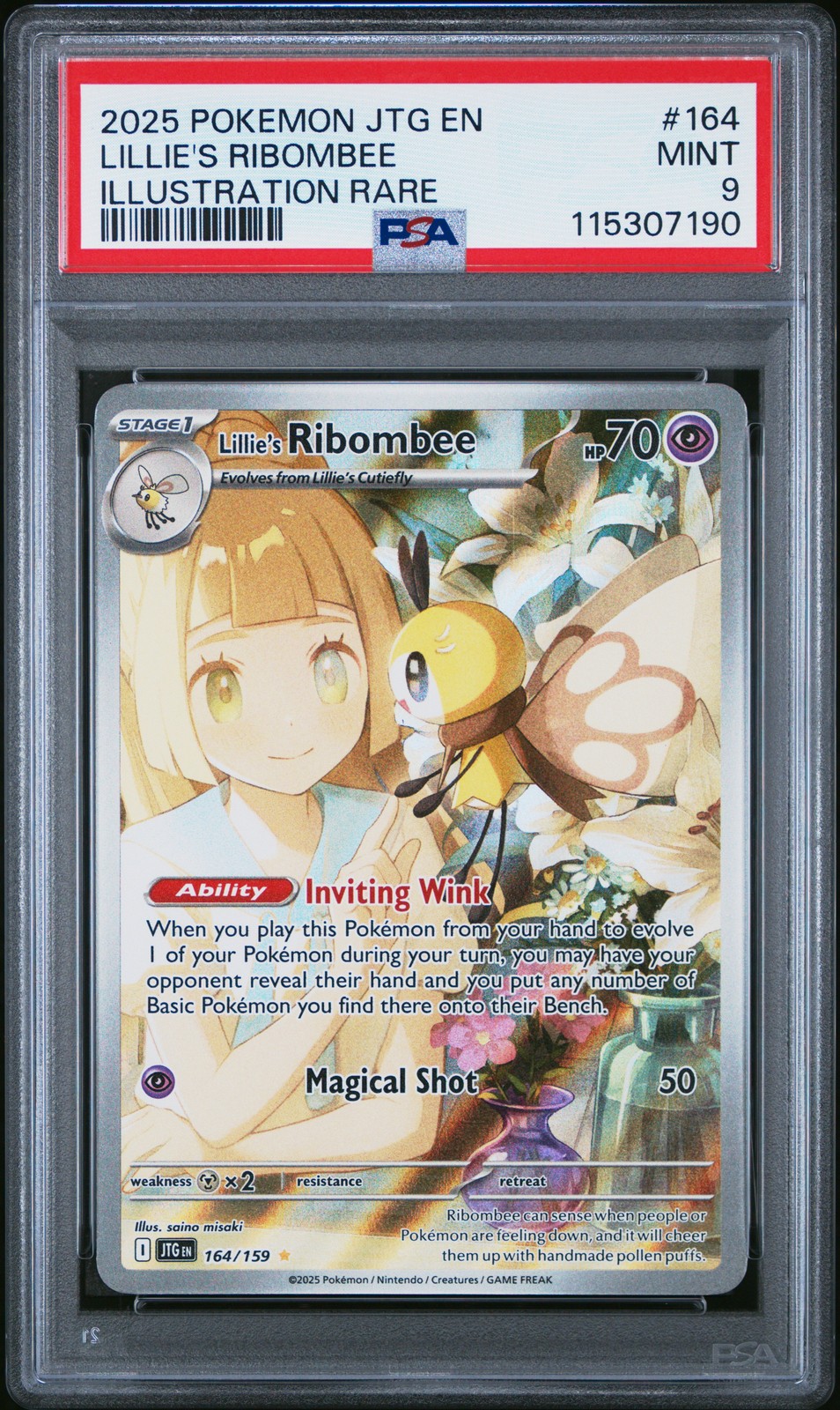 2025 POKEMON JTG EN-JOURNEY TOGETHER ILLUSTRATION RARE LILLIE'S RIBOMBEE PSA 9