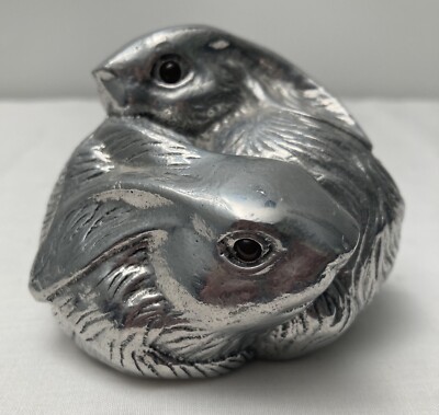 Arthur Court Pewter Snuggling Rabbits 2 Bunnies Cuddling