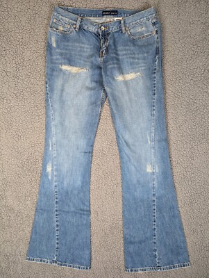 Revolt Womens Jeans Boot Cut Denim Blue Med Distressed Mid Rise Juniors 15L