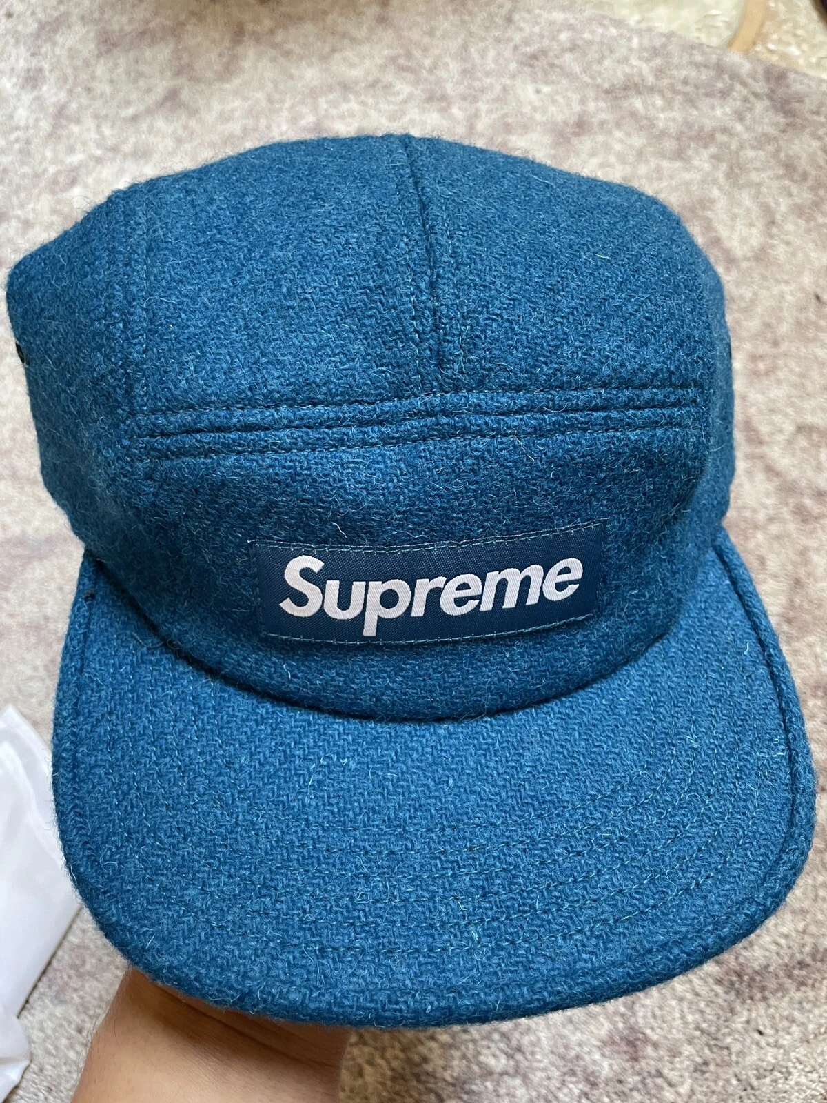 Casquette de camp en laine tweed Supreme Harris boîte logo chapeau rose