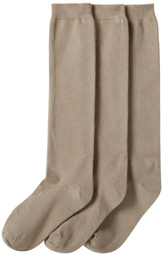 Big Girls' School Uniform Knee High Pack of 3 Khaki Large BBMP3877 - Picture 1 of 4