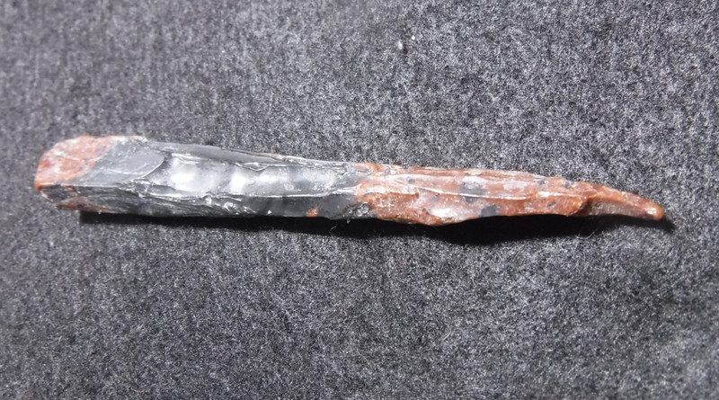 Three and one half inch Mahogany Obsidian needle.  Davis Creek, California