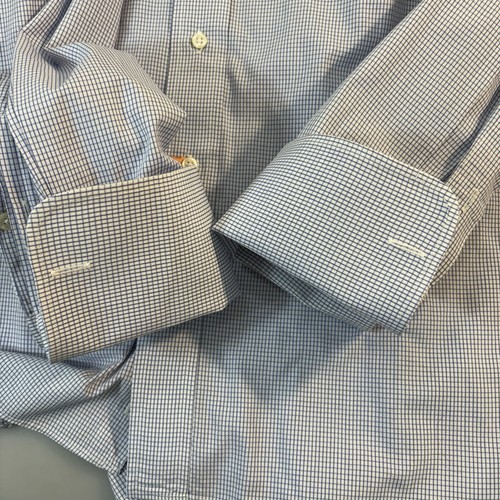 Camisa Burberrys London 16-33 Azul Cuadros Manga Larga Algodón Puños Franceses - Imagen 7 de 9