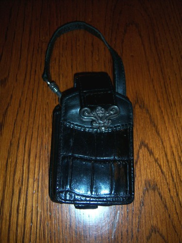 NICE Brighton Cell Phone Case other misc Black Leather Silver Tone Trim - Picture 2 of 8