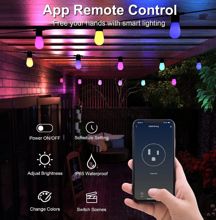 48 Ft Smart Outdoor String Lights RGBCW Color Changing Dimmable Patio String New - Image 4 of 4