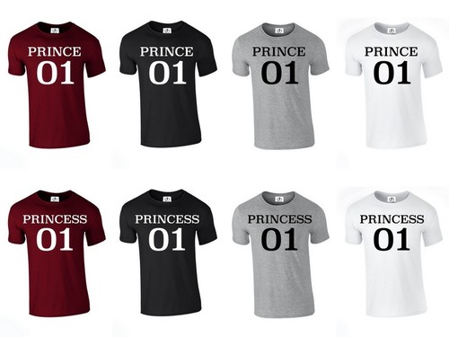 PRINCE PRINCESS 01 KING QUEEN CROWN CAMISETAS AMOR día parejas a ( CAMISETA) | eBay