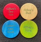 4 Antique Poker Chips - Gilbey's Rum, Gin, Port Spey Royal Vintage Old Gambling