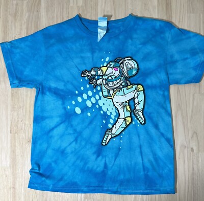 (M) NASA Dancing Astronaut Shirt YOUTH Blue TIE DYE  Graphic Tee NWOT