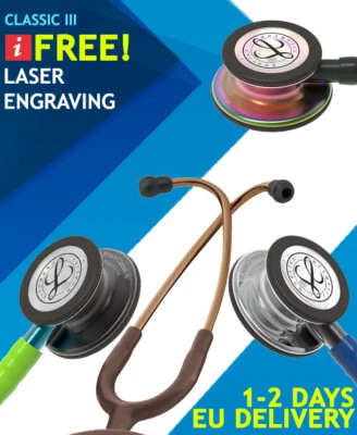 3M Littmann Classic III Stethoscopes FREE Laser Engraving 1-2 Days EU Delivery
