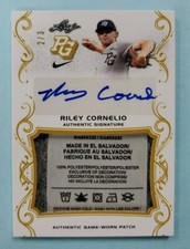 2019 Leaf Perfect Game Riley Cornelio Auto Jersey Laundry Tag Card /3
