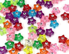 200 Mixed Color Sparkling Silver Acrylic Star Beads 10mm Spacer Beads