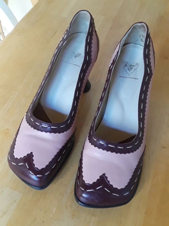 ZAPATO BOMBA JOHN FLUEVOG HI CHOICE KRISTIN 11 ESPECTADOR BROGUE CORAZÓN TACONES PUNTA DE ALA Foto 3 de 4