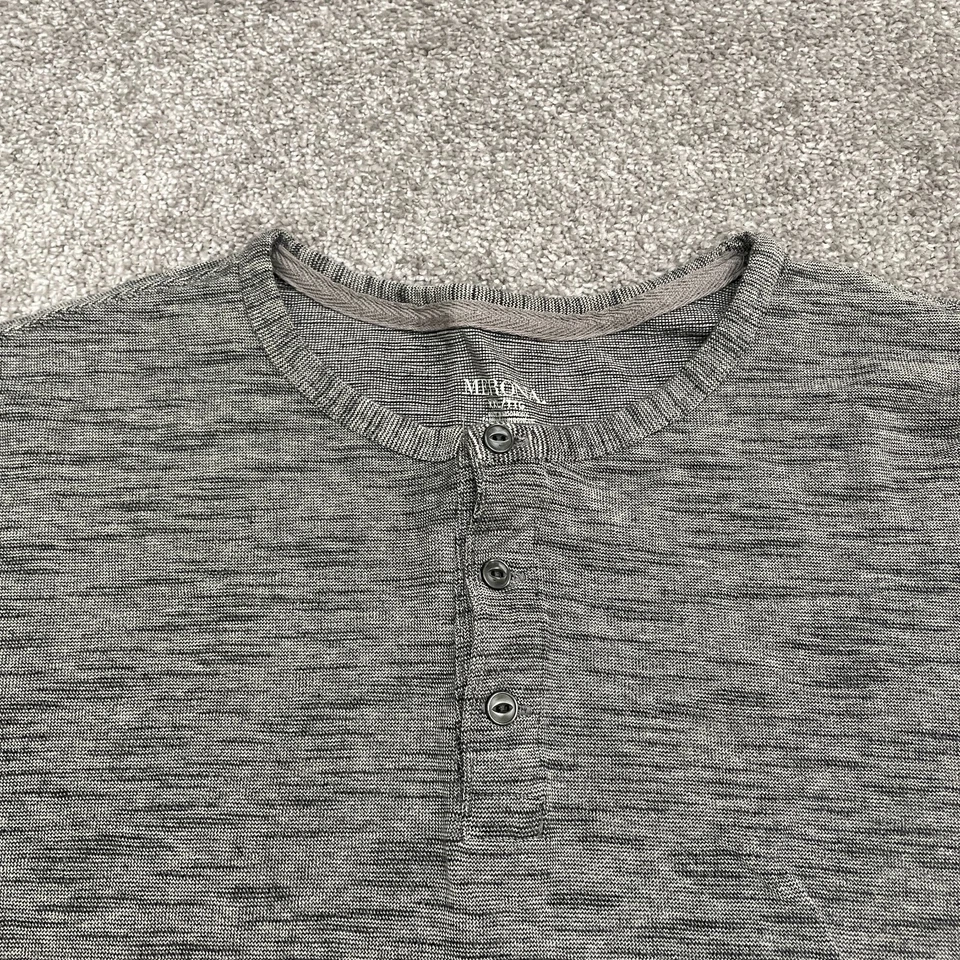 Camisa Merona Henley Para Hombres XXL Gris Manga Larga Algodón Informal Exterior Elástica Top Foto 3 de 4