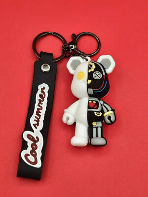 COOL SUMMER KAWS BEAR KEYCHAIN BLACK & WHITE WITH DETACHABLE HAND STRAP