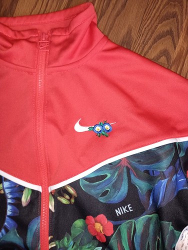 Giacca bomber Nike rosso stampa floreale cropped full zip taglia small - Foto 2 di 7