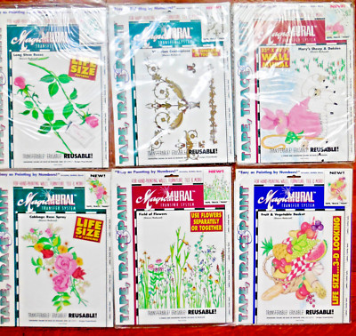 Tape Trace & Paint Magic Mural Transfer System Six Kits of Wall Art Vintage
